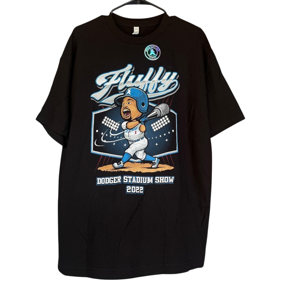 Fluffy Dodger Stadium Show Shirt Mens XL Black Gildan Baseball Comedy Concert